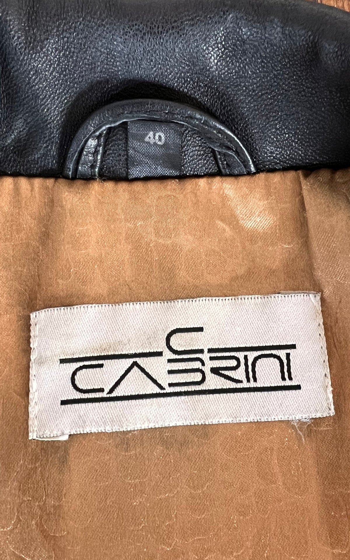 Vintage Y2K Black Lambskin Leather Coat by Cabrini