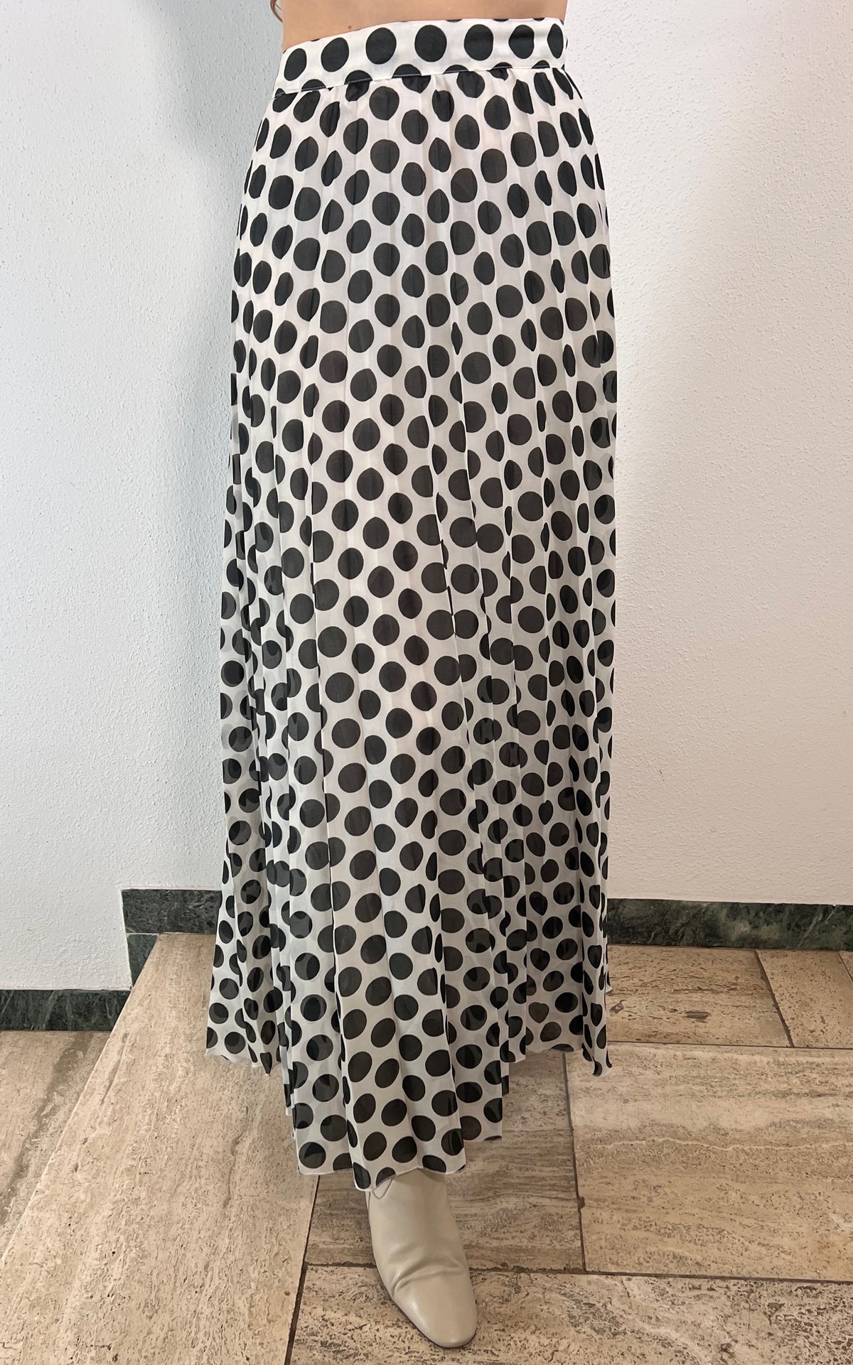 Vintage Polka Dot Pleats Skirt