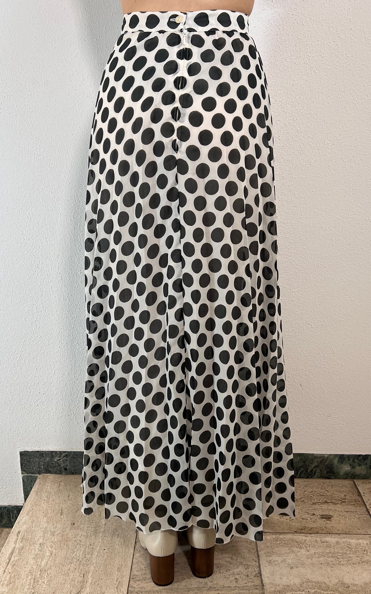 Vintage Polka Dot Pleats Skirt