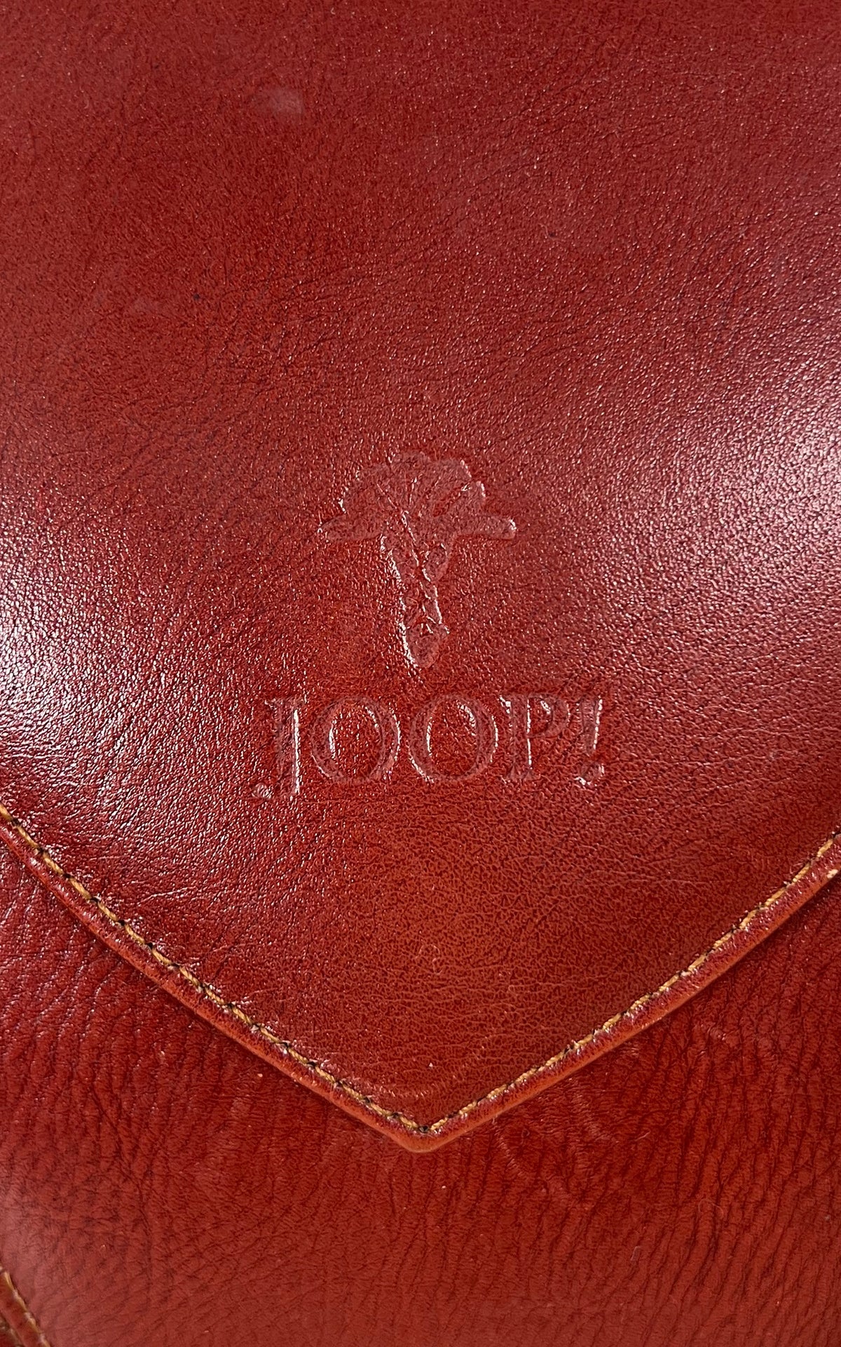 Vintage JOOP! Cognac Leather Shoulder Bag with Pointed Flap