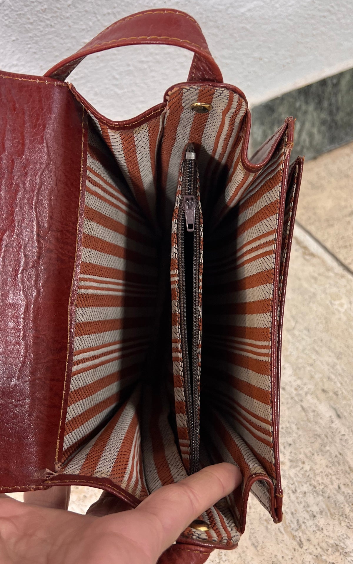 Vintage JOOP! Cognac Leather Shoulder Bag with Pointed Flap
