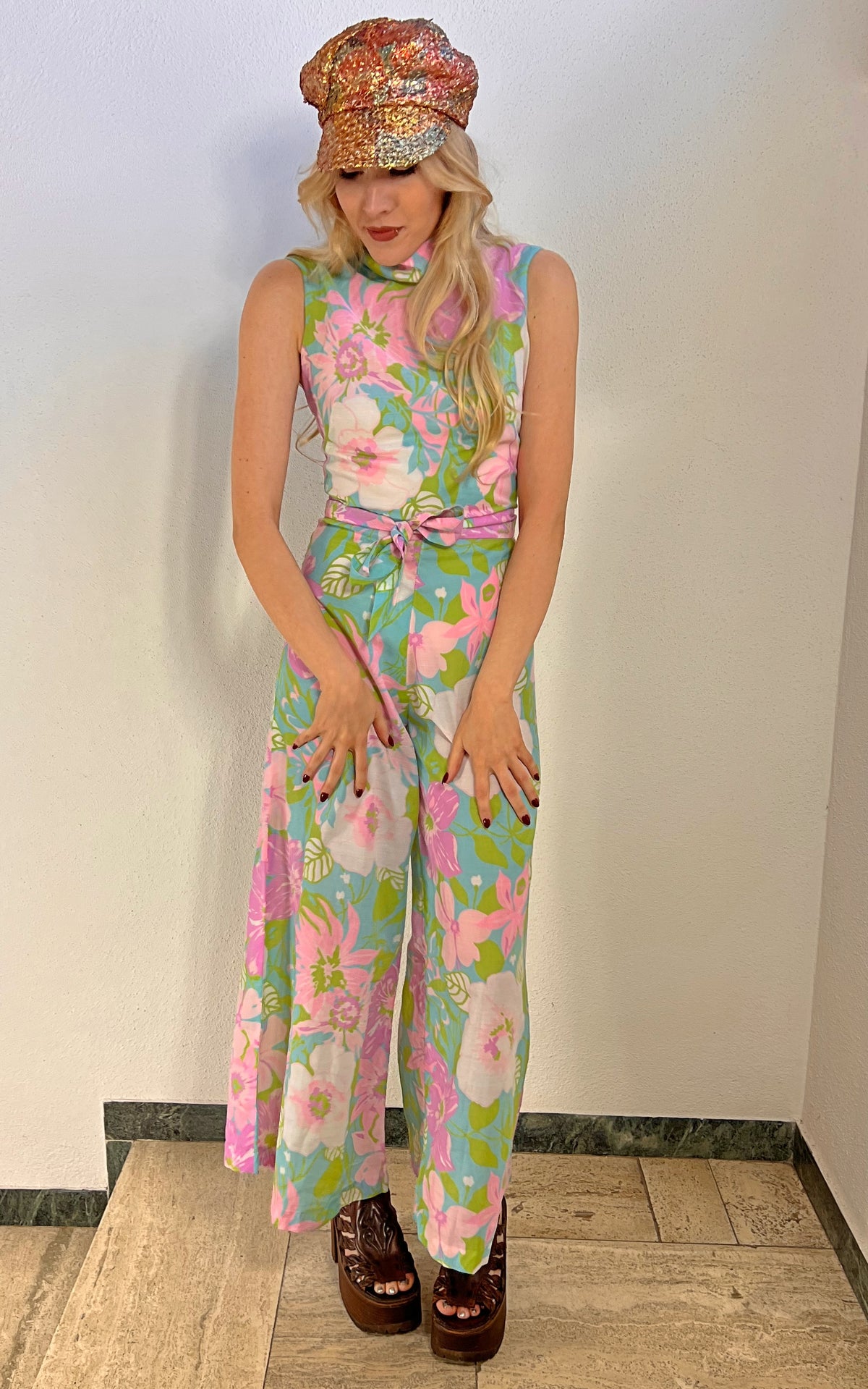 Vintage 70s Flower Jumpsuit