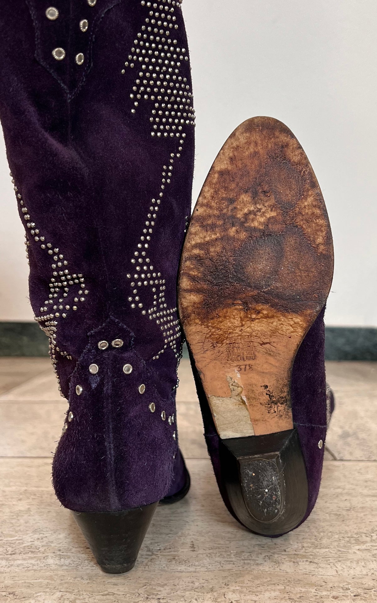 Vintage Studded Purple Pony Boots 37