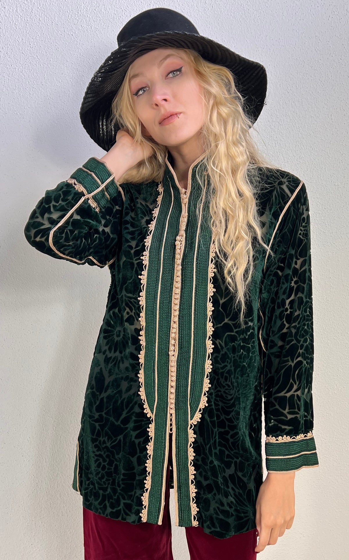 Maison du Caftan Burnout Velvet Shirt