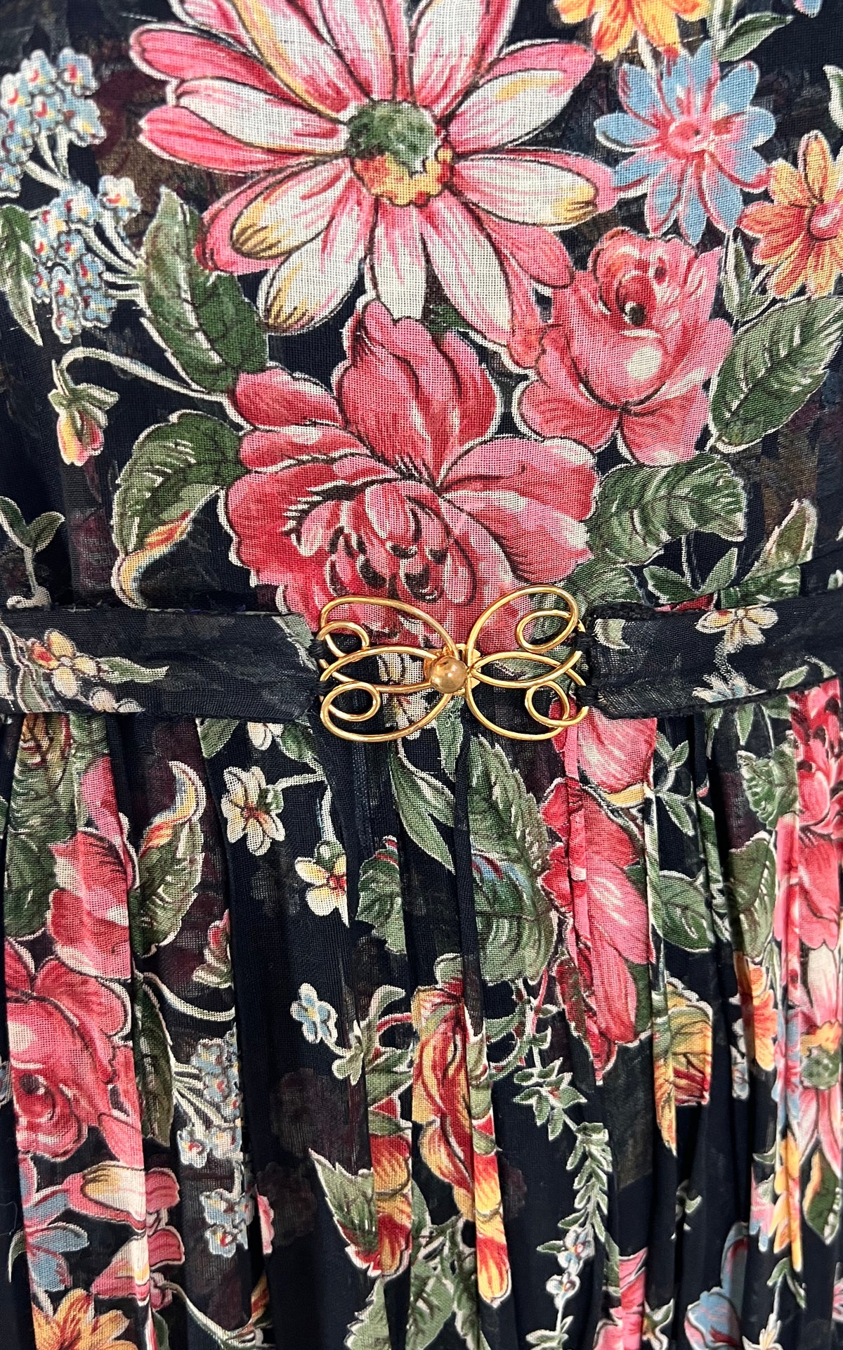 Vintage Sheer Cotton Gauze Flower Dress