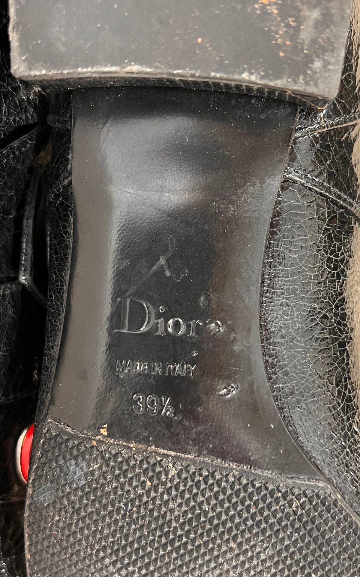 Christian Dior Black Crackle Patent Leather Ankle Boots 39,5 ( 2016 )