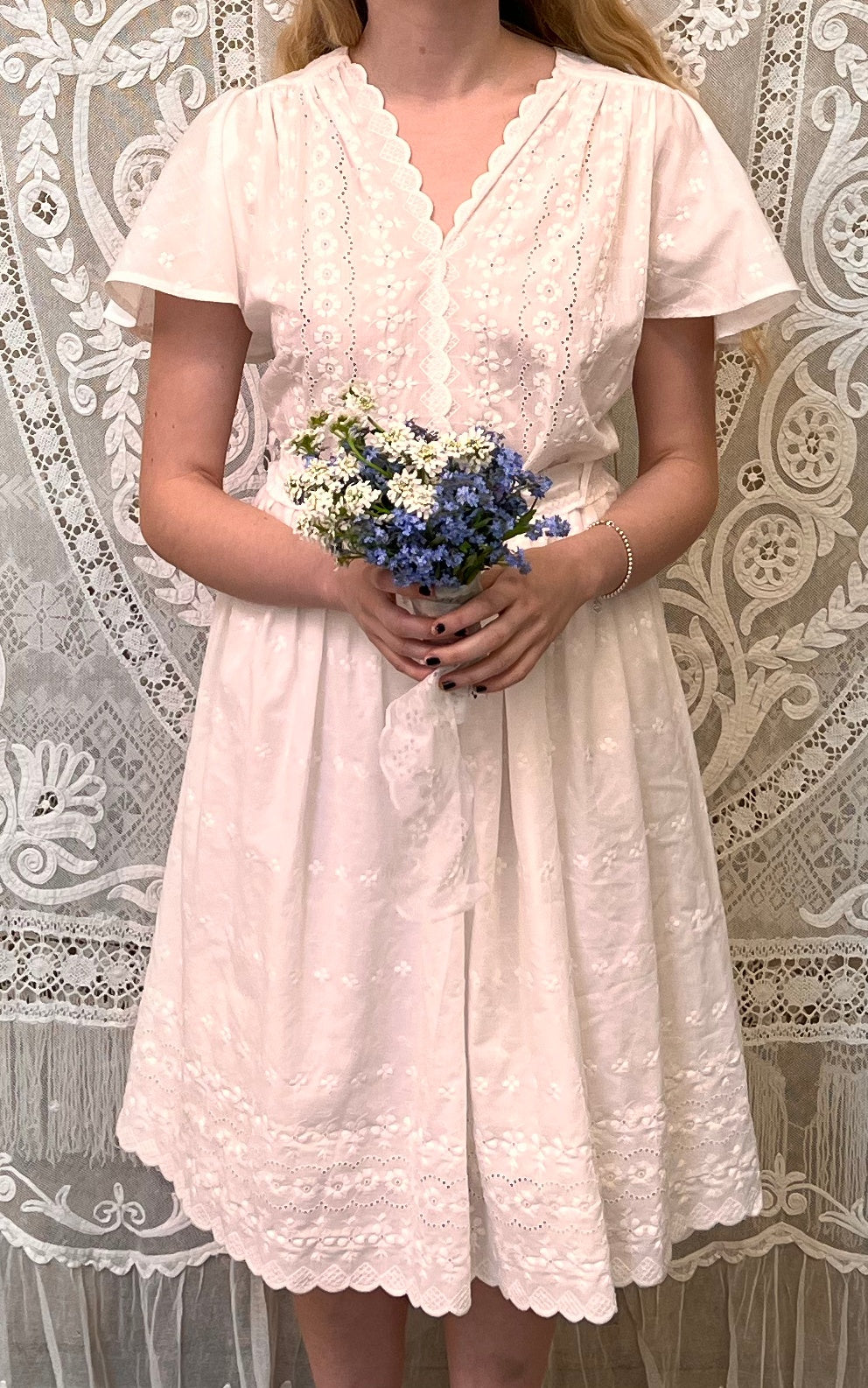 Broderie Anglaise 70s Wedding Dress